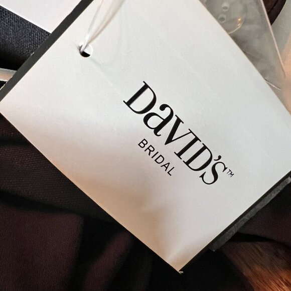 David's Bridal Blk Georgette Pleated Wrap Gown Sz 4 - Picture 9 of 14